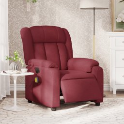 Fotoliu electric de masaj rabatabil, rosu vin, textil GartenMobel Dekor