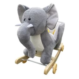 Balansoar cu roti Elefantelul gri cu alb, din plus