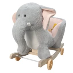 Balansoar cu roti Elefantelul gri cu roz, din plus