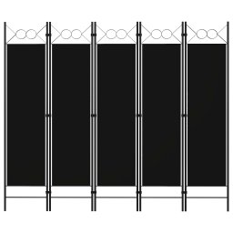 Paravan de camera cu 5 panouri, negru, 200 x 180 cm GartenMobel Dekor