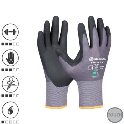 709534_10, Manusi de protectie Top Flex, din nylon si elastan, acoperire din spuma de nitril, uz profesional, marimea 10/XL