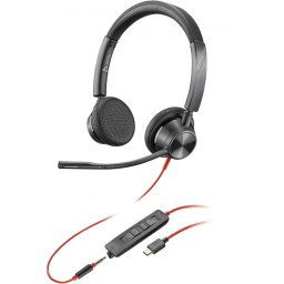 Casti Stereo USB-C Poly Blackwire 3325 + mufa de 3,5 mm + Adaptor USB-C/A 8X221AA