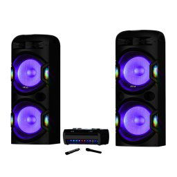 Sistem Audio Akai Dual Speaker System Y5 cu amplificator, 2 microfoane, 480W RMS, Negru