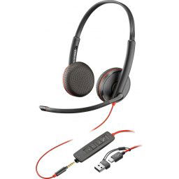 Casti Stereo USB-C Poly Blackwire 3225 + mufa de 3,5 mm + Adaptor USB-C/A 8X229AA
