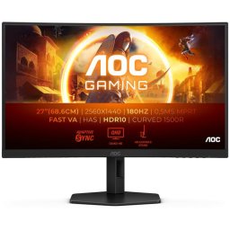 Monitor Gaming AOC, Curbat, 27", VA, QHD, 180Hz, 1ms, 0.5ms, HDR10, FlickerFree, HA, HDMI, DisplayPort, CQ27G4X, Negru