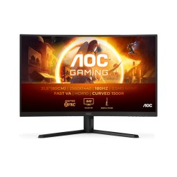Monitor Gaming Fast VA LED AOC 31.5" CQ32G4VE, QHD (2560 x 1440), HDMI, DisplayPort, Ecran curbat, 180 Hz, 0.5 ms, Negru
