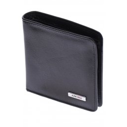 Portofel barbati din piele naturala, negru, 11 x 10 cm, 606N