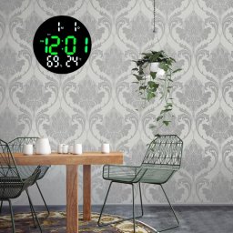 Ceas Rotund cu Led Verde-Alb de Perete/Masa si Telecomanda 3813L