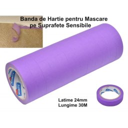 Banda de Hartie pentru Mascare 24mm*30M Mov / 12Buc/Set