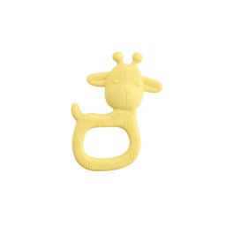Jucarie senzoriala pentru dentitie din silicon, giraffe party - yellow