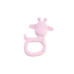 Jucarie senzoriala pentru dentitie din silicon, giraffe party - rose
