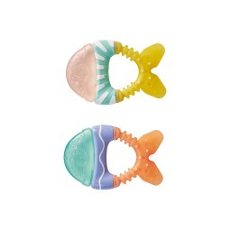 Jucarie dentitie cu apa, set 2 bucati, little fish - orange yellow