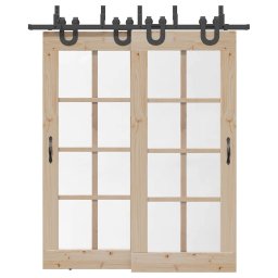 Set feronerie pentru usi glisante, negru, 200 cm, otel GartenMobel Dekor