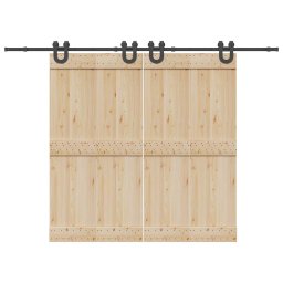 Set feronerie pentru usi glisante, negru, 200 cm, otel GartenMobel Dekor
