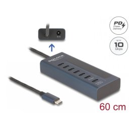 HUB USB 3.2 Gen2 type C la 6 x USB type C + 1 x USB type C PD 20W 0.6m, Delock 64288