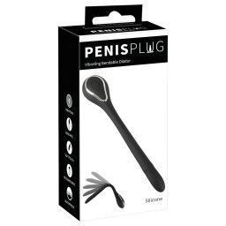 Penis Plug Dilator - dilatator vibrator reîncărcabil penis, 1cm, negru