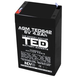 Acumulator 6V Stationar VRLA, Dimensiuni 70 x 48 x 101 mm, Baterie 6V 4.2Ah, TED Electric TED002914