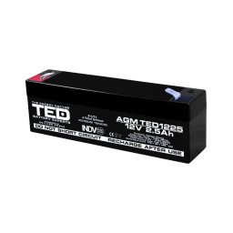 Acumulator 12V Stationar VRLA, Dimensiuni 178 x 34 x 60 mm, Baterie 12V 2.5Ah F1, TED Electric TED003096
