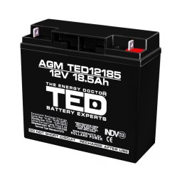 Acumulator 12V Stationar VRLA, Dimensiuni 181 x 76 x 167 mm, Baterie 12V 18.5Ah F3, TED Electric TED002778