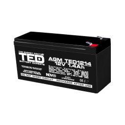 Acumulator 12V Stationar VRLA, Dimensiuni 97 x 47 x 50 mm, Baterie 12V 1.4Ah F1, TED Electric TED002716