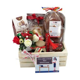 Cos cadou Craciun - Ladita cu recunostinta m2, pentru Educatoare/ Invatatoare / Diriginta / Profesoara, 10 produse - ILIF411078