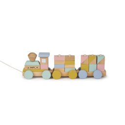 Jucarie din lemn, trenulet cu forme de construit, multicolor, saro baby