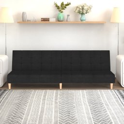 Canapea extensibila cu 2 locuri, negru, material textil GartenMobel Dekor