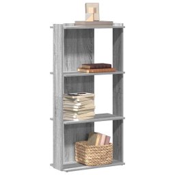 Biblioteca cu 3 niveluri gri sonoma 60x30x120 cm lemn prelucrat GartenMobel Dekor
