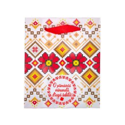 Punguta Cadou Motive Flori Urare Iubita, 12x14.5x6cm