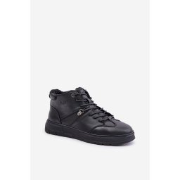 Leather insulated ankle sneakers men's Lee Cooper black