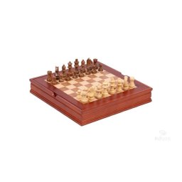Set Sah nuc cu piese Staunton acacia, tabla 28 x 28 cm, Kh 5 cm