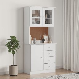 Dulap înalt ALTA, alb, 77x35x165 cm, lemn masiv de pin GartenMobel Dekor