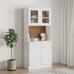 Dulap înalt ALTA, alb, 77x35x165 cm, lemn masiv de pin GartenMobel Dekor