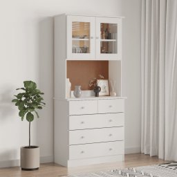 Dulap înalt ALTA, alb, 77x35x165 cm, lemn masiv de pin GartenMobel Dekor
