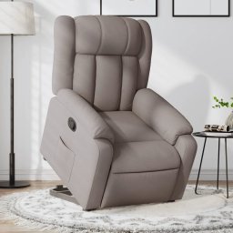 Fotoliu rabatabil cu ridicare pe verticala, gri taupe, textil GartenMobel Dekor