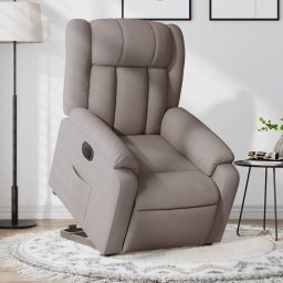 Fotoliu electric rabatabil cu ridicare, gri taupe, textil GartenMobel Dekor