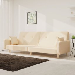 Canapea extensibila cu 2 locuri, 2 perne, crem, textil GartenMobel Dekor