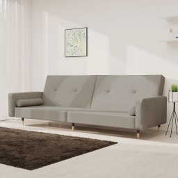 Canapea extensibila cu 2 locuri, 2 perne, gri deschis, catifea GartenMobel Dekor