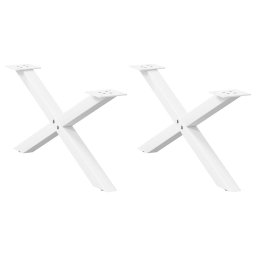 Picioare masuta cafea în forma X 2 buc alb 70x(30-31) cm otel GartenMobel Dekor