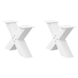 Picioare masuta cafea în forma X 2 buc alb 60x(30-31) cm otel GartenMobel Dekor