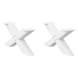 Picioare masuta cafea în forma X 2 buc alb 70x(30-31) cm otel GartenMobel Dekor