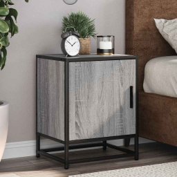 Noptiere 2 buc Gri Sonoma 40x31x50 cm lemn prelucrat si metal GartenMobel Dekor