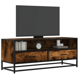Dulap TV stejar fumuriu, 100x34,5x40 cm lemn prelucrat si metal GartenMobel Dekor
