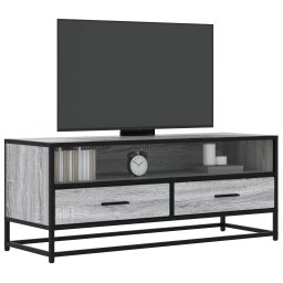 Dulap TV, gri sonoma, 100x34,5x40 cm, lemn prelucrat si metal GartenMobel Dekor