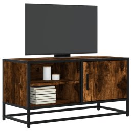 Dulap TV stejar fumuriu, 80x34,5x40 cm, lemn prelucrat si metal GartenMobel Dekor