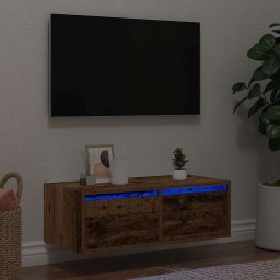 Comoda TV cu lumini LED, lemn vechi, 75x35,5x25 cm GartenMobel Dekor