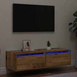 Comoda TV cu lumini LED, lemn vechi, 100X35,5x25 cm GartenMobel Dekor