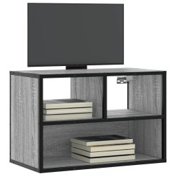 Dulap TV, gri sonoma, 60x31x39,5 cm, lemn prelucrat si metal GartenMobel Dekor