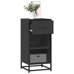Dulap, negru, 35,5x35x76 cm, lemn prelucrat si metal GartenMobel Dekor