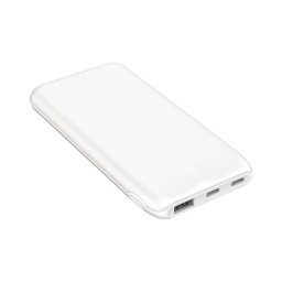 Power Bank 10000 mAh 10W PD 2xUSB-C + 1xUSB-A albă